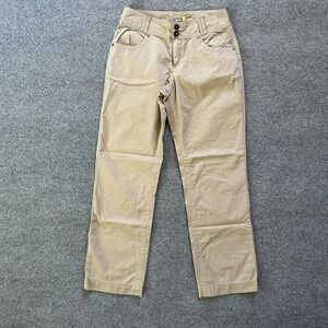 Cabelas Pants Womens 8 Khaki Tan Straight Leg Embroidered Zip Fly Flap Pockets